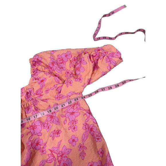 Oddi Boutique Bright Orange Pink Floral Off The Shoulder Blouse Top Womens 2XL - Picture 5 of 6